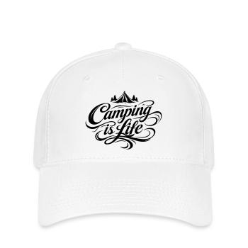 Camping Leben Spruch - Flexfit Cap - Weiß - Vorne