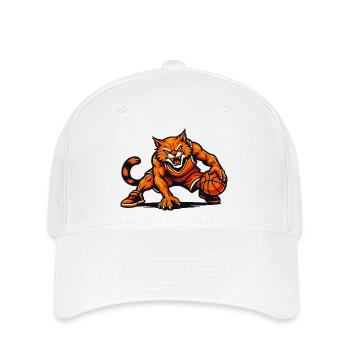 Orange Cat Dribbling Mascot - Flexfit Cap - white - Front