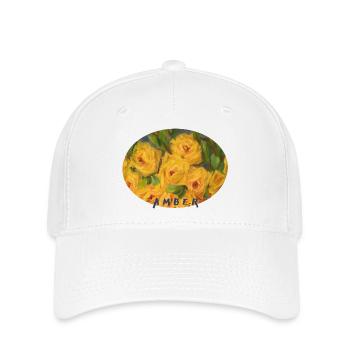 Vibrant Yellow Rose Macro Ellipse - Flexfit Cap - white - Front