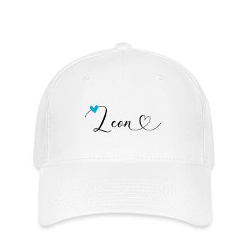Leon Surname First name Calligraphy Heart - Flexfit Cap - white - Front