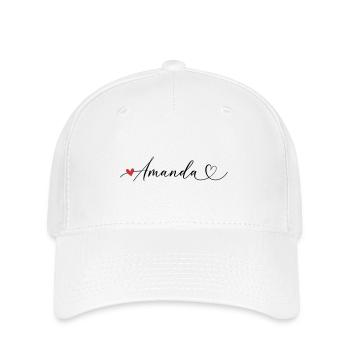 Amanda Nom Prénom Calligraphie coeur - Casquette Flexfit - blanc - Devant