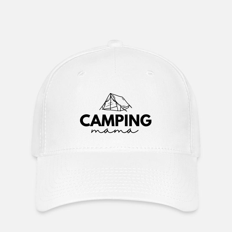 Camping Partnerlook Mutter und Kind | Camper Mama - Flexfit Cap - Weiß
