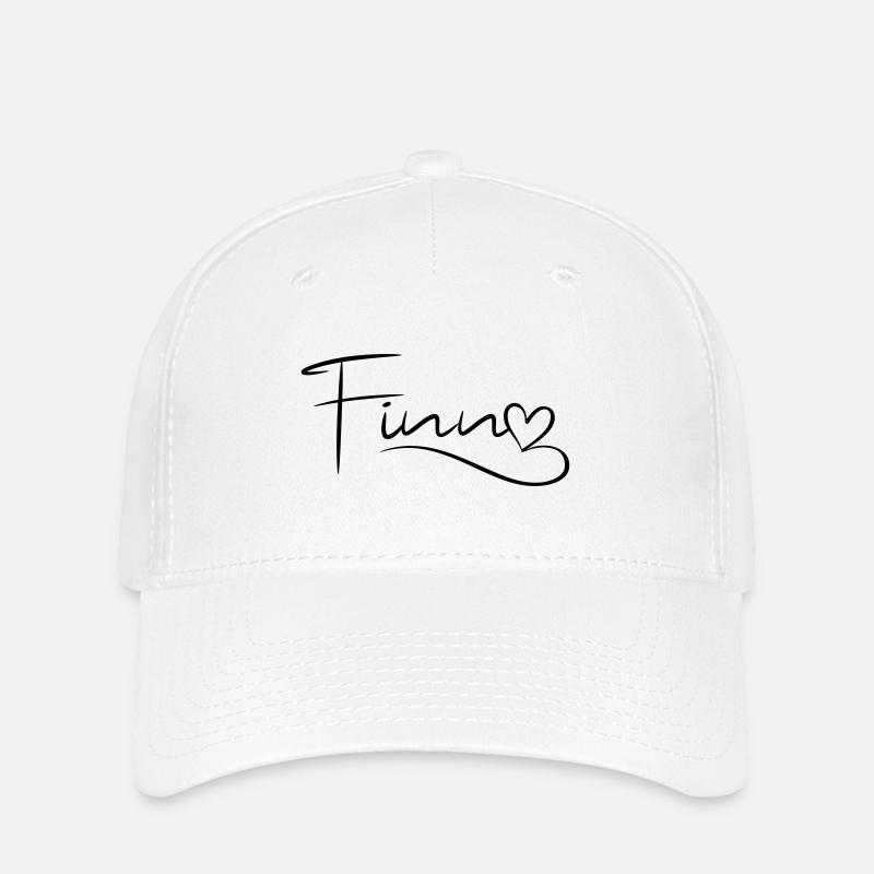 Finn Nom Prénom Coeur Décor - Casquette Flexfit - blanc