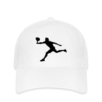 Tennisspieler in Aktion Spieler Schattenbild - Flexfit Cap - Weiß - Vorne