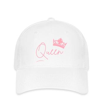 Queen Schriftzug mit Krone – Pink Power - Flexfit Cap - Weiß - Vorne