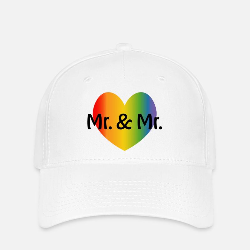 Rainbow Mr et Mr 2 cœur arc-en-ciel - Casquette Flexfit - blanc