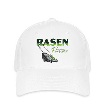 Design "Rasen-Flüsterer" - Flexfit Cap - Weiß - Vorne