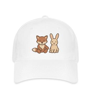 Renard et lapin – des amis animaux mignons pour les bébés - Casquette Flexfit - blanc - Devant