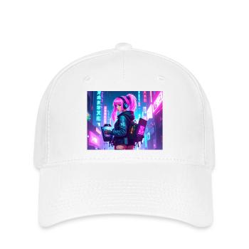 Cyber DJ Coder – Beats, Bytes & Blinks - Flexfit Cap - Weiß - Vorne