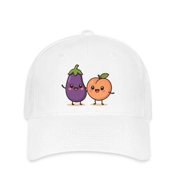 Cute eggplant and peach illustration - Flexfit Cap - white - Front