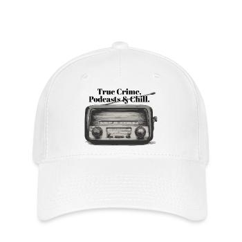 Murder Podcasts & Chill | Retro Radio Crime Design - Flexfit Cap - Weiß - Vorne