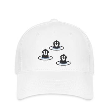 Drei japanische Schneeaffen, Makaken im Onsen, blau, - Flexfit Cap - Weiß - Vorne