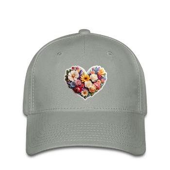 Fashion & more "Heart with Flowers" 💐❤ - Flexfit Cap - green-grey - Front