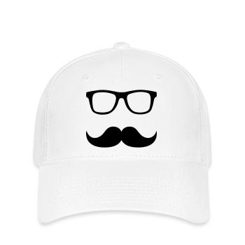 Mustache Brille - Flexfit Cap - Weiß - Vorne
