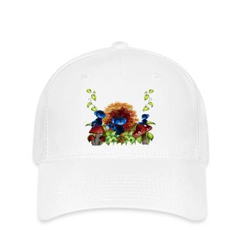 Herbstwald-Blaue Affen - Flexfit Cap - Weiß - Vorne