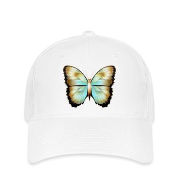 Papillon scintillant en or dessiné à la main - Casquette Flexfit - blanc - Devant