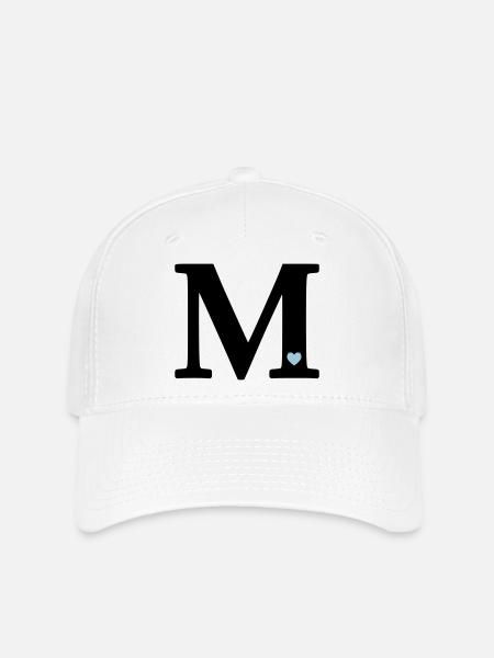 Buchstabe M Anfangsbuchstabe - Flexfit Cap - Weiß