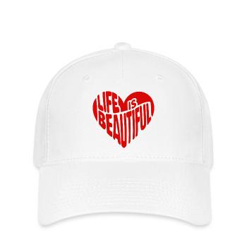 Heart Saying Quote Life is beautiful - Flexfit Cap - white - Front