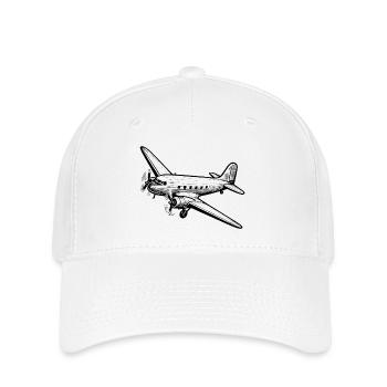 Design classique de l’avion DC-3 avec une touche vintage. - Casquette Flexfit - blanc - Devant