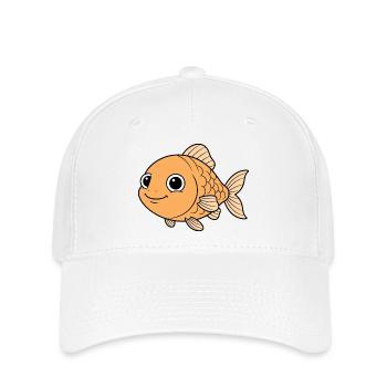 Dessin animé joyeux du poisson rouge orange - Casquette Flexfit - blanc - Devant