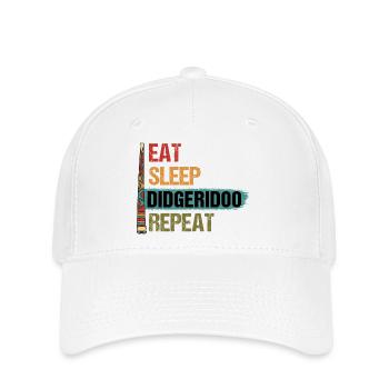 Essen Schlaf Didgeridoo Wiederholen - Flexfit Cap - Weiß - Vorne