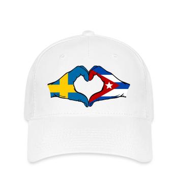 Drapeau Suède-Cuba Mains de cœur - Casquette Flexfit - blanc - Devant