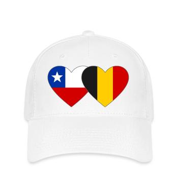 Chile Belgien Flagge Herz - Flexfit Cap - Weiß - Vorne
