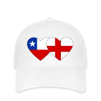 Chile England Flagge Herz  - Flexfit Cap - Weiß - Vorne