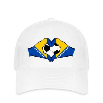 Bosnische Flagge Fußballherz - Flexfit Cap - Weiß - Vorne