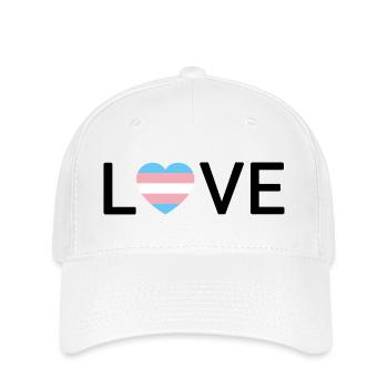 LOVE | Trans Transgender Pride | schwarze Schrift - Flexfit Cap - Weiß - Vorne
