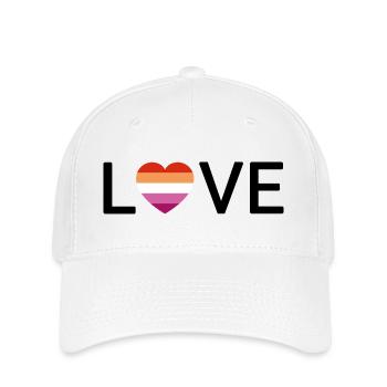 « LOVE » Cœur Fierté lesbienne | Police noire - Casquette Flexfit - blanc - Devant