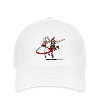 Jumping Bavarian Dancer Couple - Flexfit Cap - Weiß - Vorne