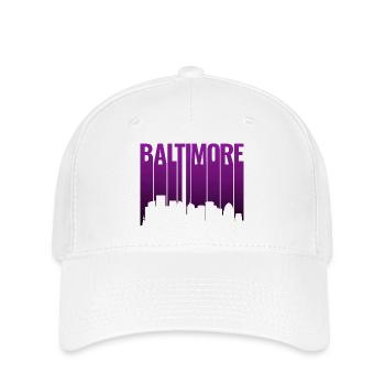 Baltimore Skyline im Lila-Dämmerlicht - Flexfit Cap - white - Front