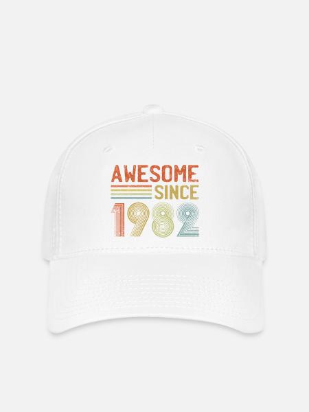Retro 1982 Feierliche Typografie - Flexfit Cap - Weiß
