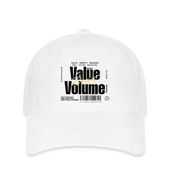 Value Beats Volume – Statement Design (Light) - Flexfit Cap - white - Front