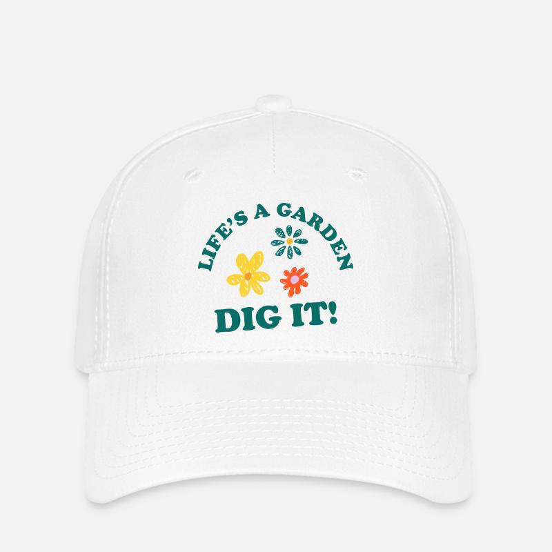 Das Leben ist ein Garten, DIG IT! - Flexfit Cap - Weiß