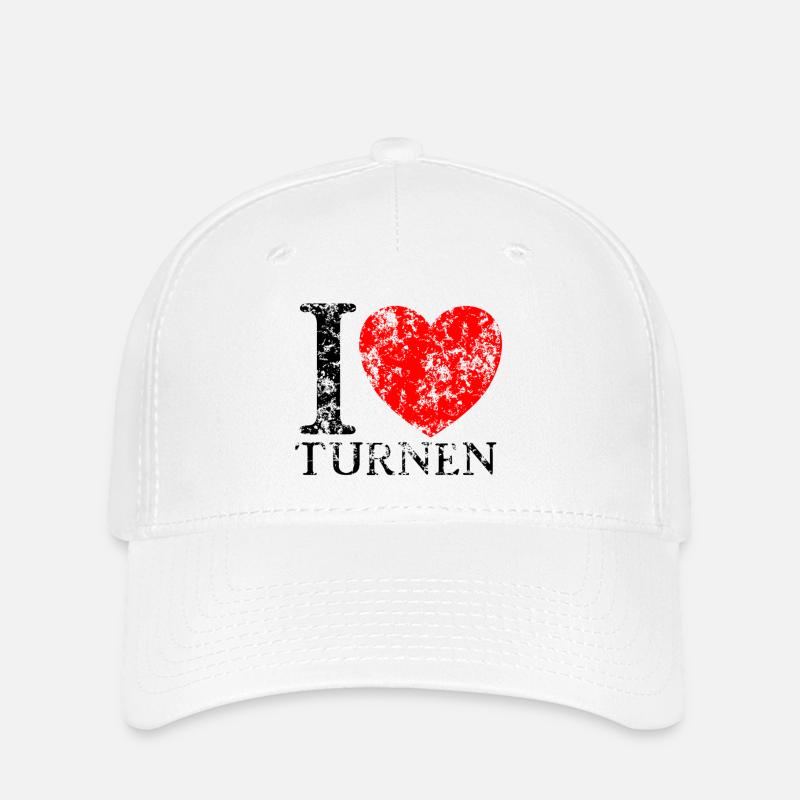 i love turnen grunge style - Flexfit Cap - Weiß
