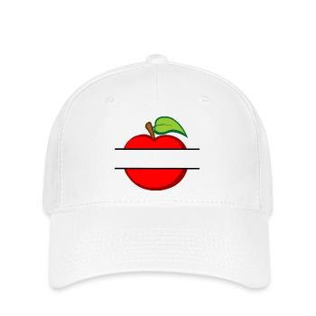 Roter Apfeltextausschnitt in Apfel - Flexfit Cap - Weiß - Vorne