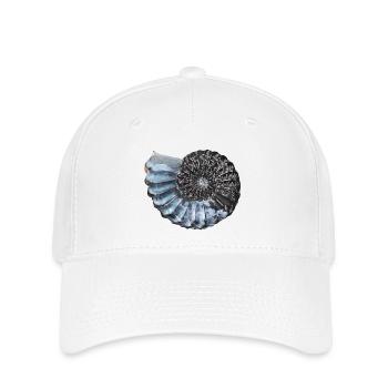 Ammonit mit wunderschöner Lobenlinie - Flexfit Cap - Weiß - Vorne