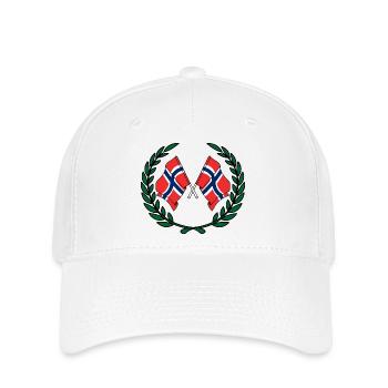 Fahnen Norwegen im Lorbeerkranz - Flexfit Cap - Weiß - Vorne