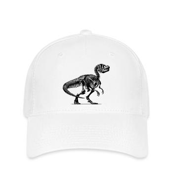 Schwarz-weißes Dinosaurierskeletts für Dino Fans - Flexfit Cap - Weiß - Vorne