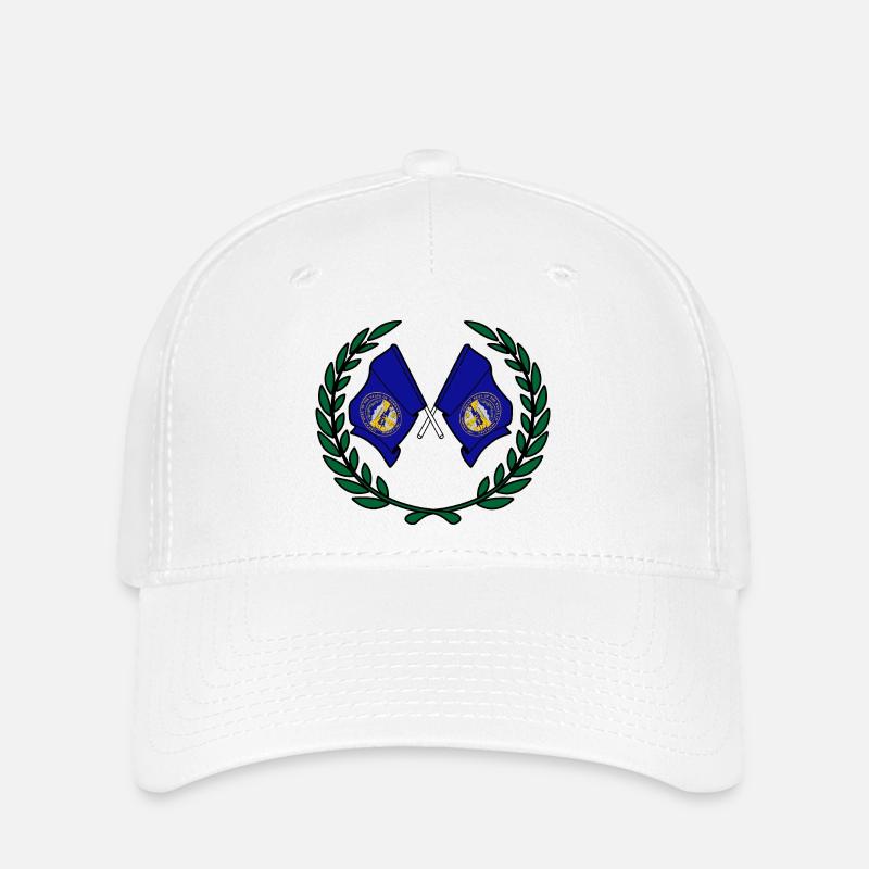 États-Unis, drapeaux du Nebraska en couronne de laurier - Casquette Flexfit - blanc