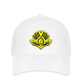 Racing Rennflagge Auspuff Tacho - Flexfit Cap - Weiß - Vorne