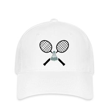 Logo du badminton – Raquettes croisées & Badminton - Casquette Flexfit - blanc - Devant