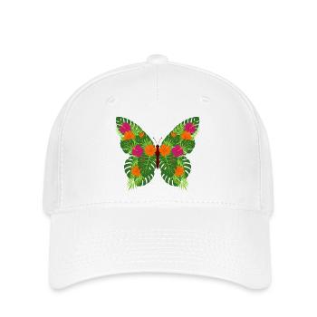 Papillon tropical des feuilles - Casquette Flexfit - blanc - Devant