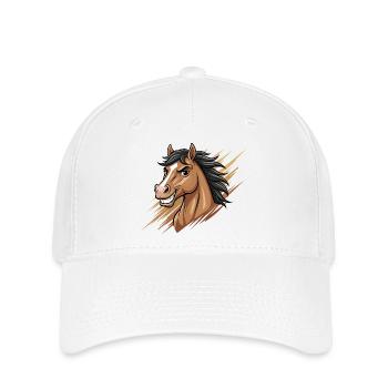 Dynamischer Cartoon-Pferdekopf - Flexfit Cap - Weiß - Vorne