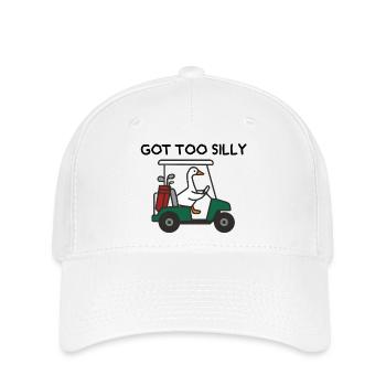 Goose in Golf Cart – Humorous Sports Design - Flexfit Cap - white - Front