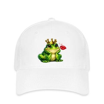 Kronfrosch-Kuss-Design - Flexfit Cap - Weiß - Vorne