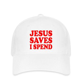 jesus saves i spend - Flexfit Cap - Weiß - Vorne