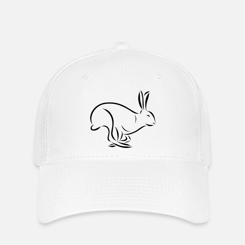 running Hare Hare long ear spoon drawing - Flexfit Cap - white